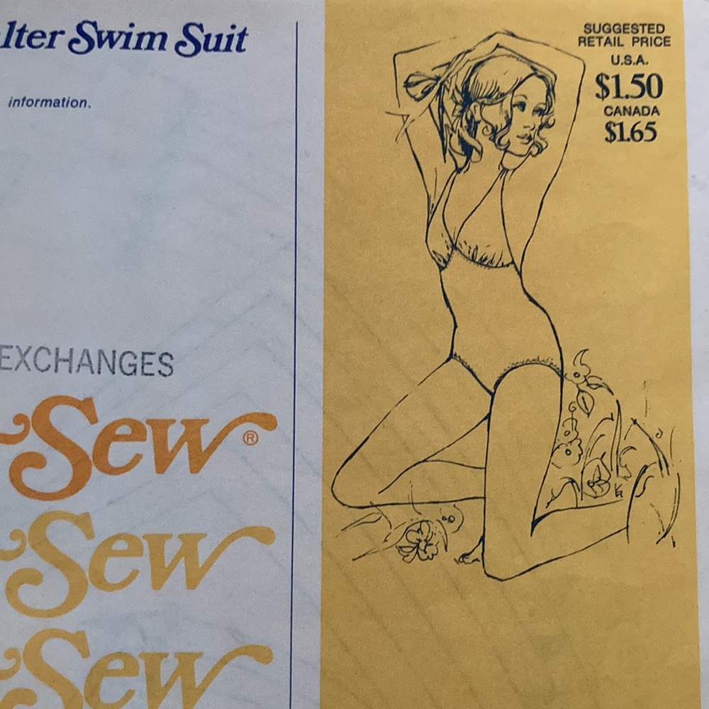 Vintage 70’s One Piece Halter Swim Suit Sewing Pattern